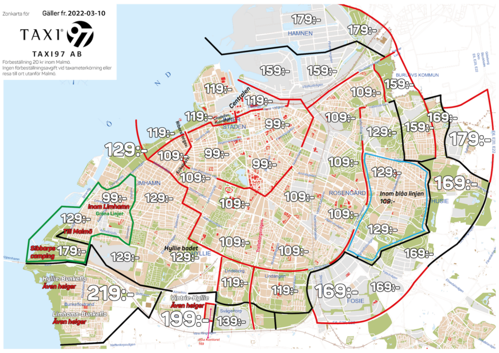 taxi priser i Malmö billigt